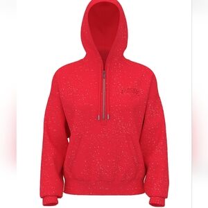 PINK Victoria's Secret Red Sparkle Quarter Zip-Up Sweater M